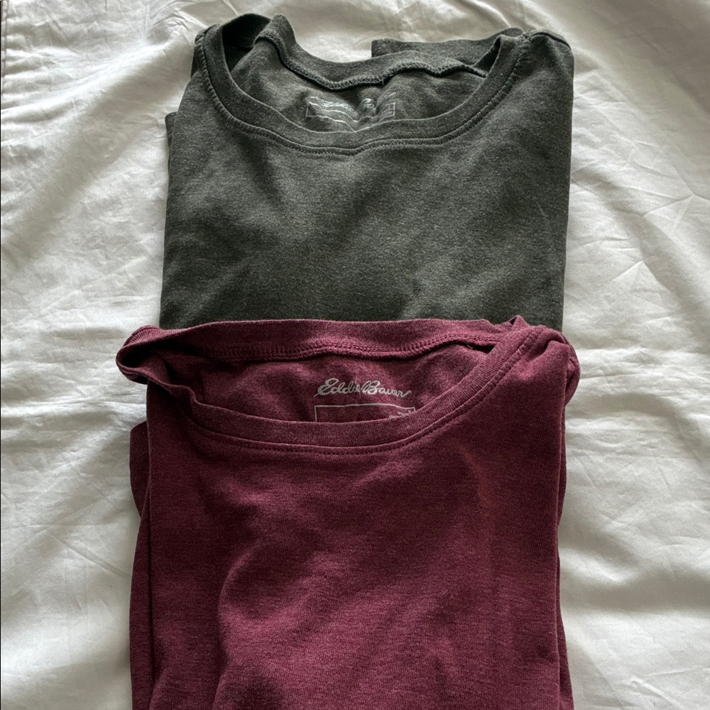 Eddie Bauer Green and Burgundy T-Shirts